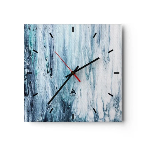 Zegar ścienny - Abstrakcyjne niebieskie i białe smugi przypominające sople lodu - 30x30cm - Sople błękitu - Nowoczesna dekoracja ścienna do salonu i sypialni ARTTOR
