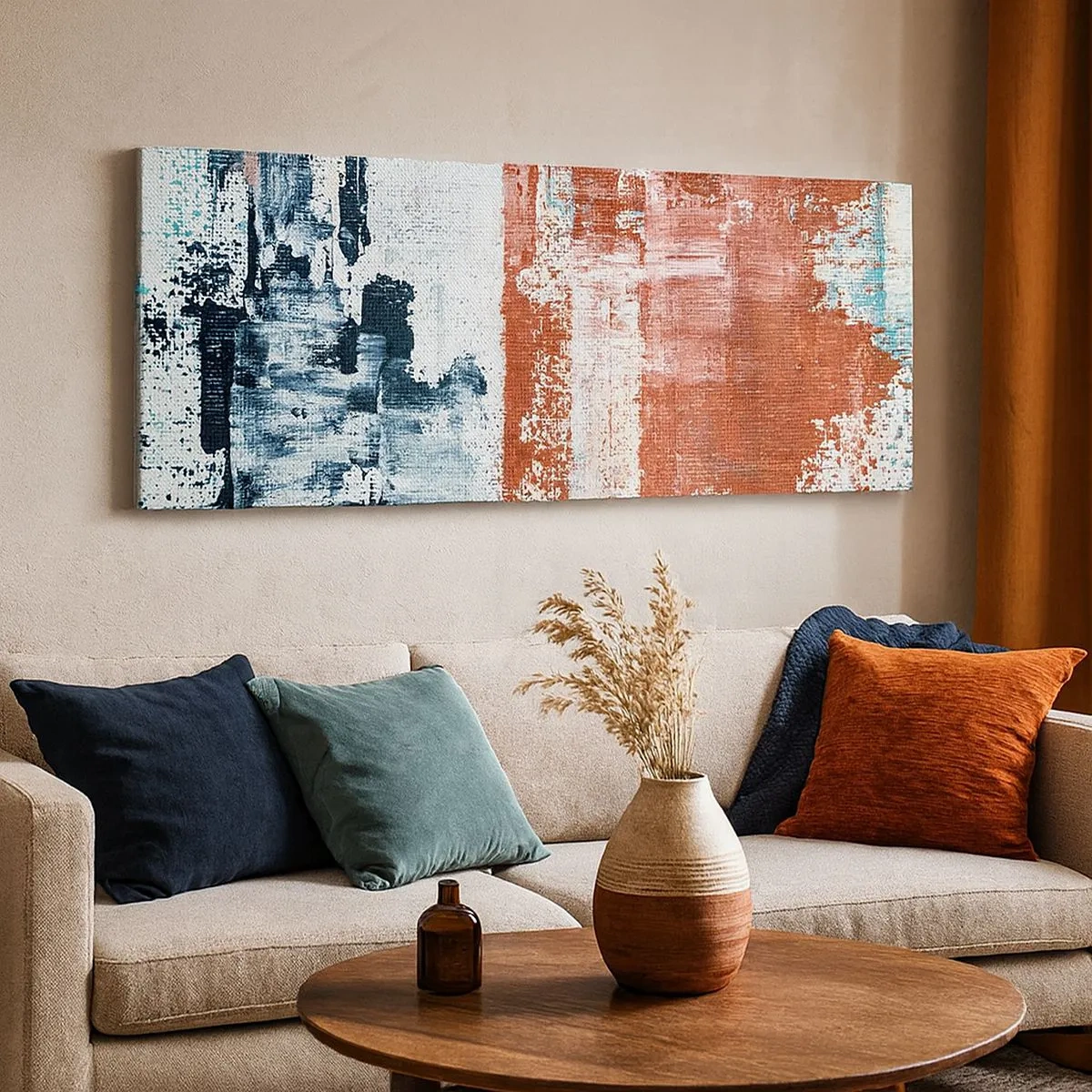 Obraz na płótnie - Abstrakcyjne pół na pół - 100x40 cm