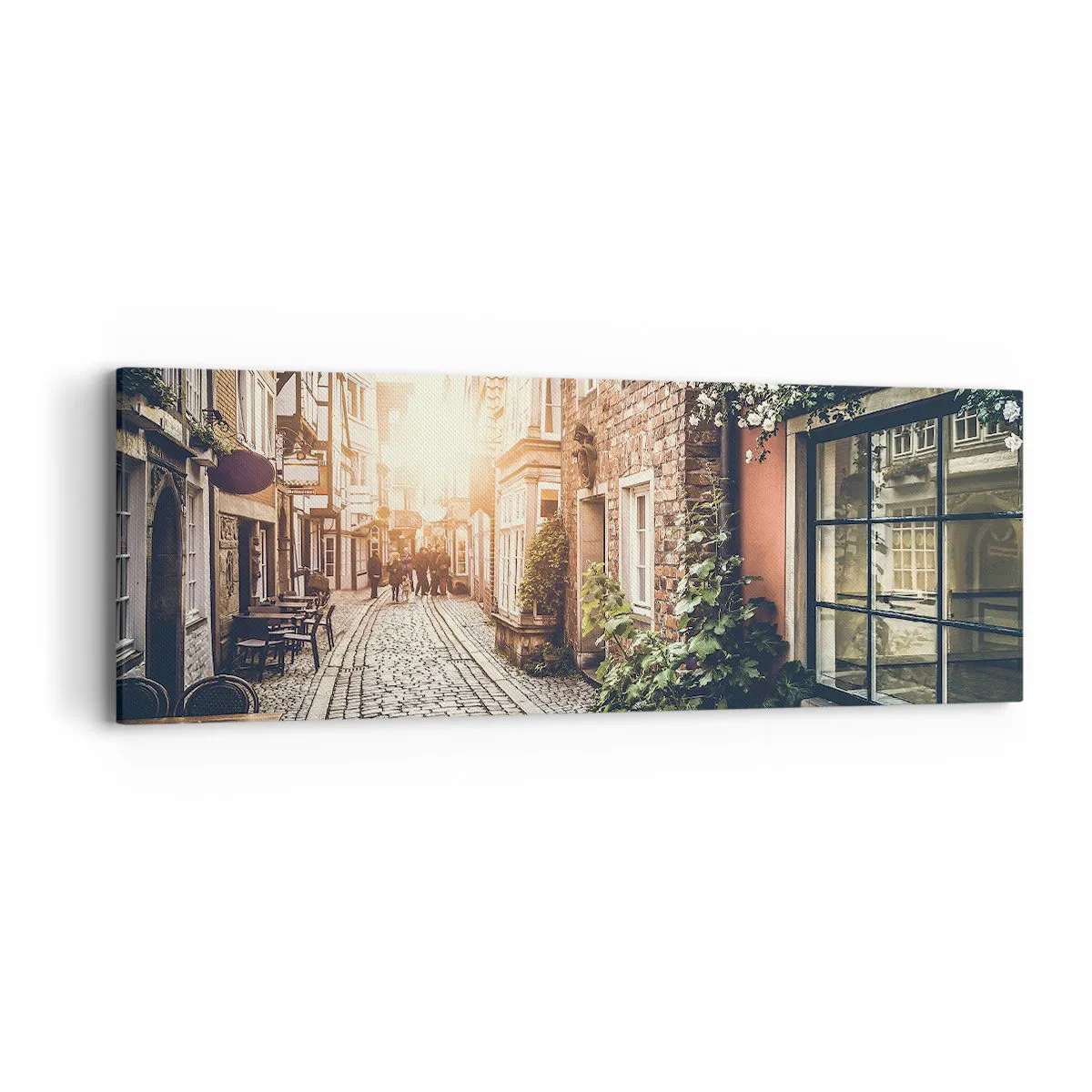 Obraz na płótnie - Różany zaułek w różowym blasku - 90x30 cm