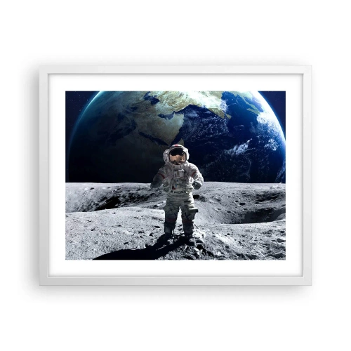 Plakat w białej ramie - Pozdrowienia z Księżyca - 50x40 cm