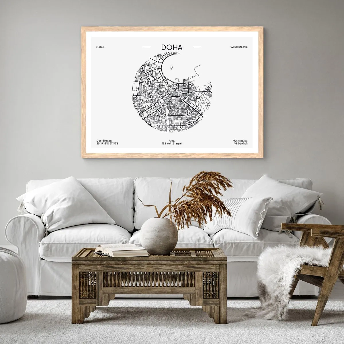 Plakat w ramie jasny dąb - Anatomia Dohy - 100x70 cm