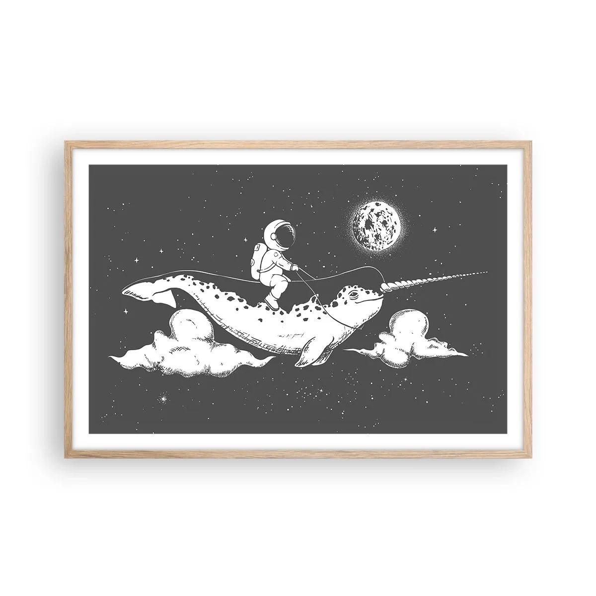 Plakat w ramie jasny dąb - Kosmiczny jeździec - 91x61 cm