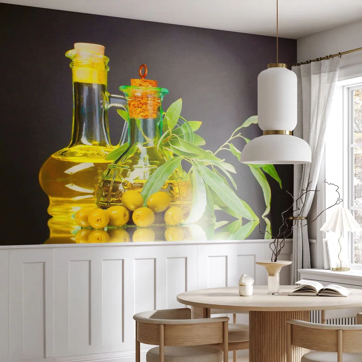 Fototapeta na wymiar Premium Canvas - Martwa natura z oliwkami i oliwą - Gastronomia, Oliwki, Oliwa