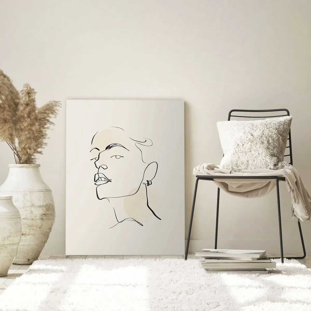 Obraz na szkle - Minimalistyczny szkic kobiecej twarzy - 80x120cm - Dumne spojrzenie - Nowoczesna dekoracja ścienna do salonu i sypialni ARTTOR