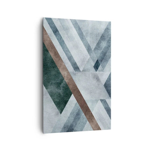 Obraz na płótnie - Geometryczne formy w chłodnych odcieniach błękitu i brązu - 80x120cm - Wyszukana elegancja geometrii - Nowoczesna dekoracja ścienna do salonu i sypialni ARTTOR