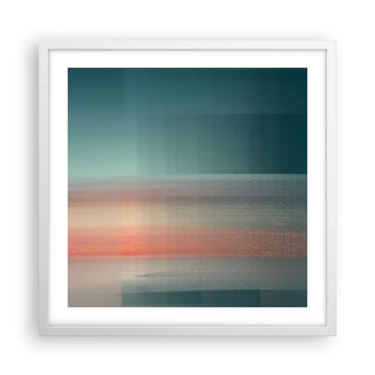 Plakat w białej ramie - Abstrakcja: fale światła - 50x50 cm