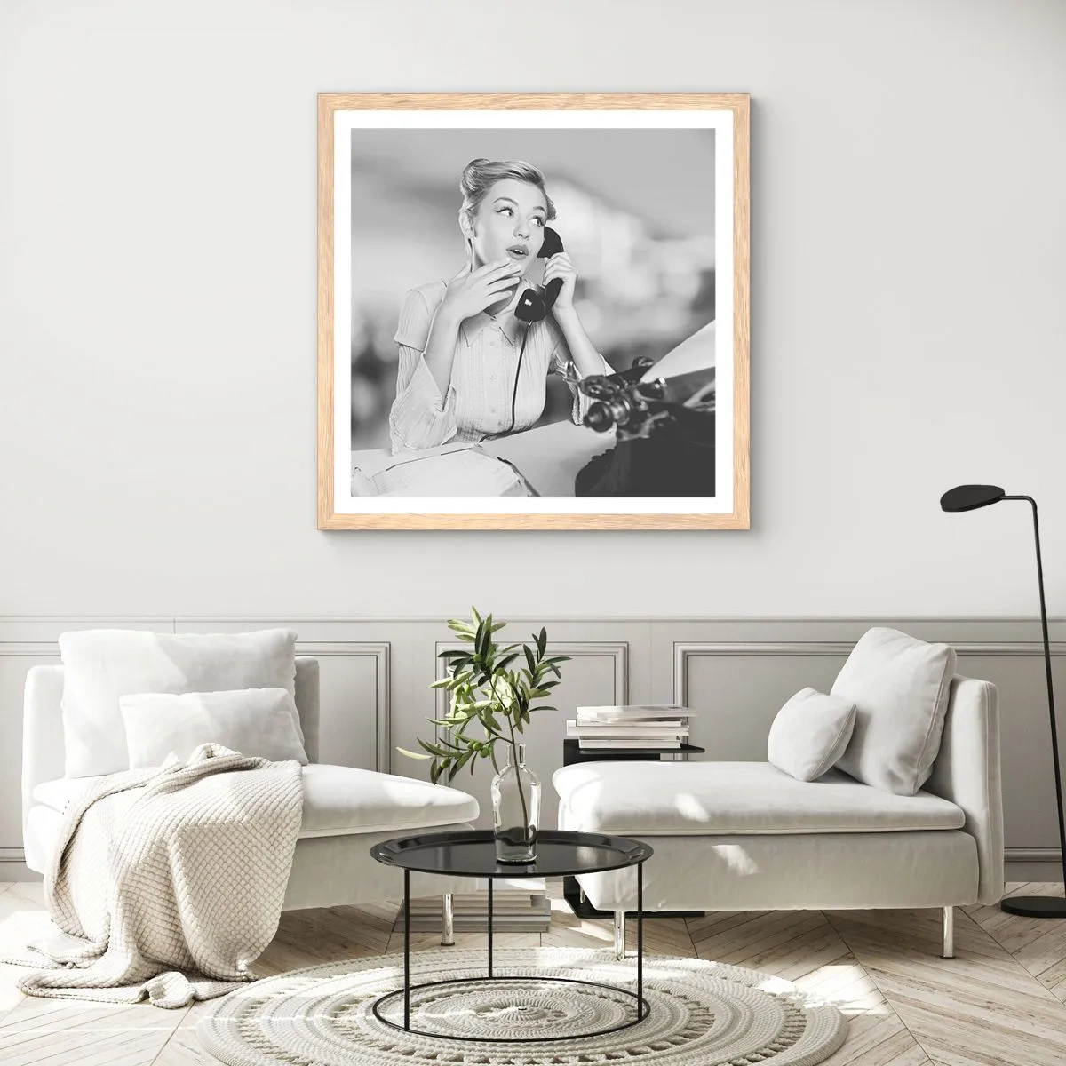 Plakat w ramie jasny dąb - Halo, tu lata 50. - 50x50 cm