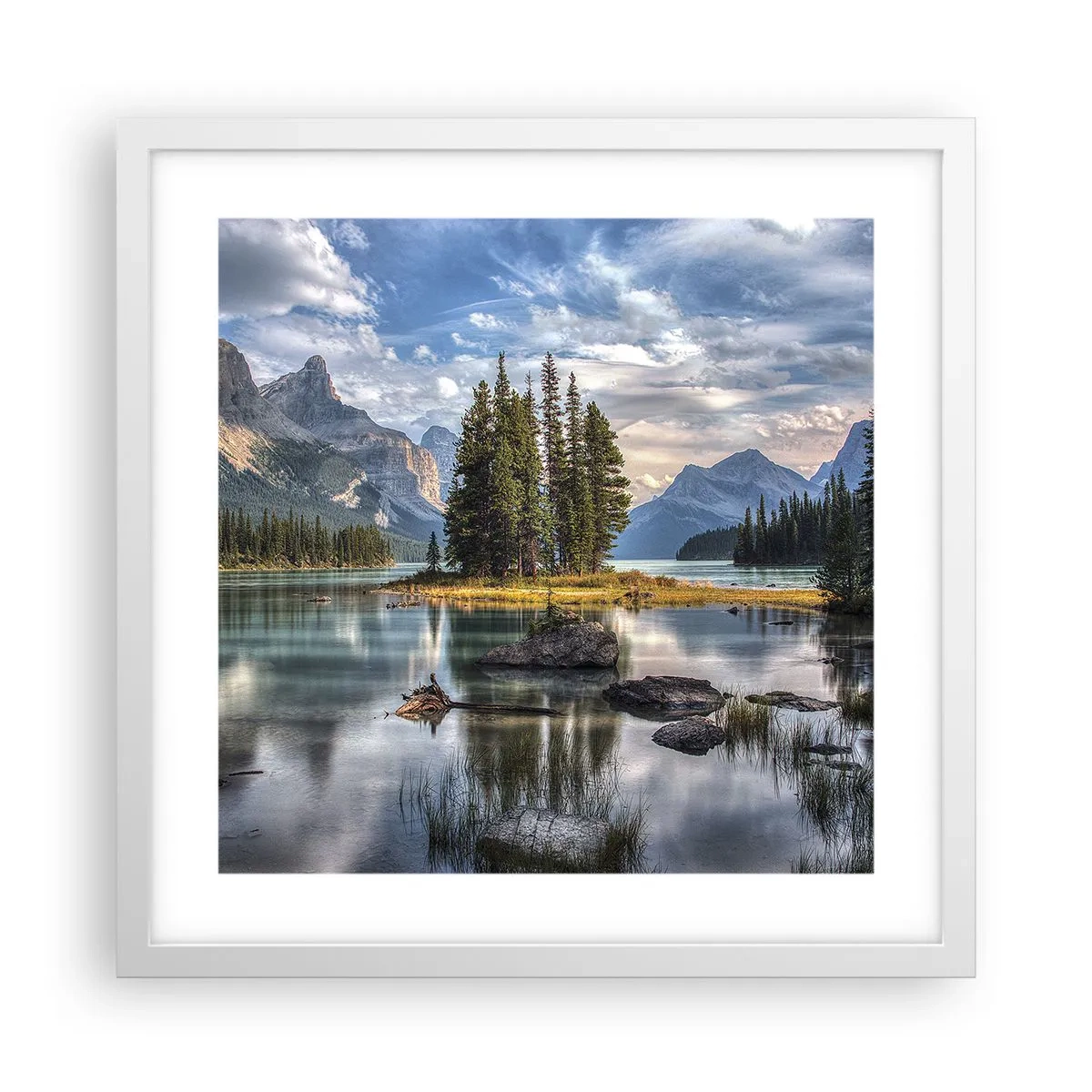 Plakat w białej ramie - Nad wodą wielką i czystą… - 40x40 cm