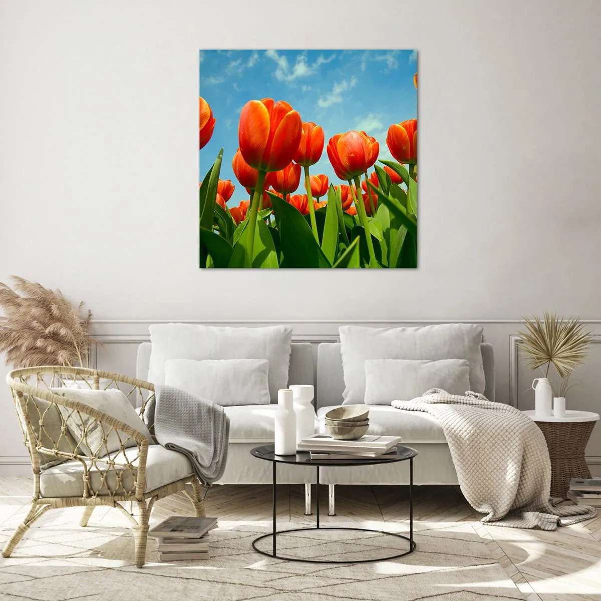 Obraz na szkle - Oprócz błękitnego nieba nic im w życiu nie potrzeba - 60x60 cm