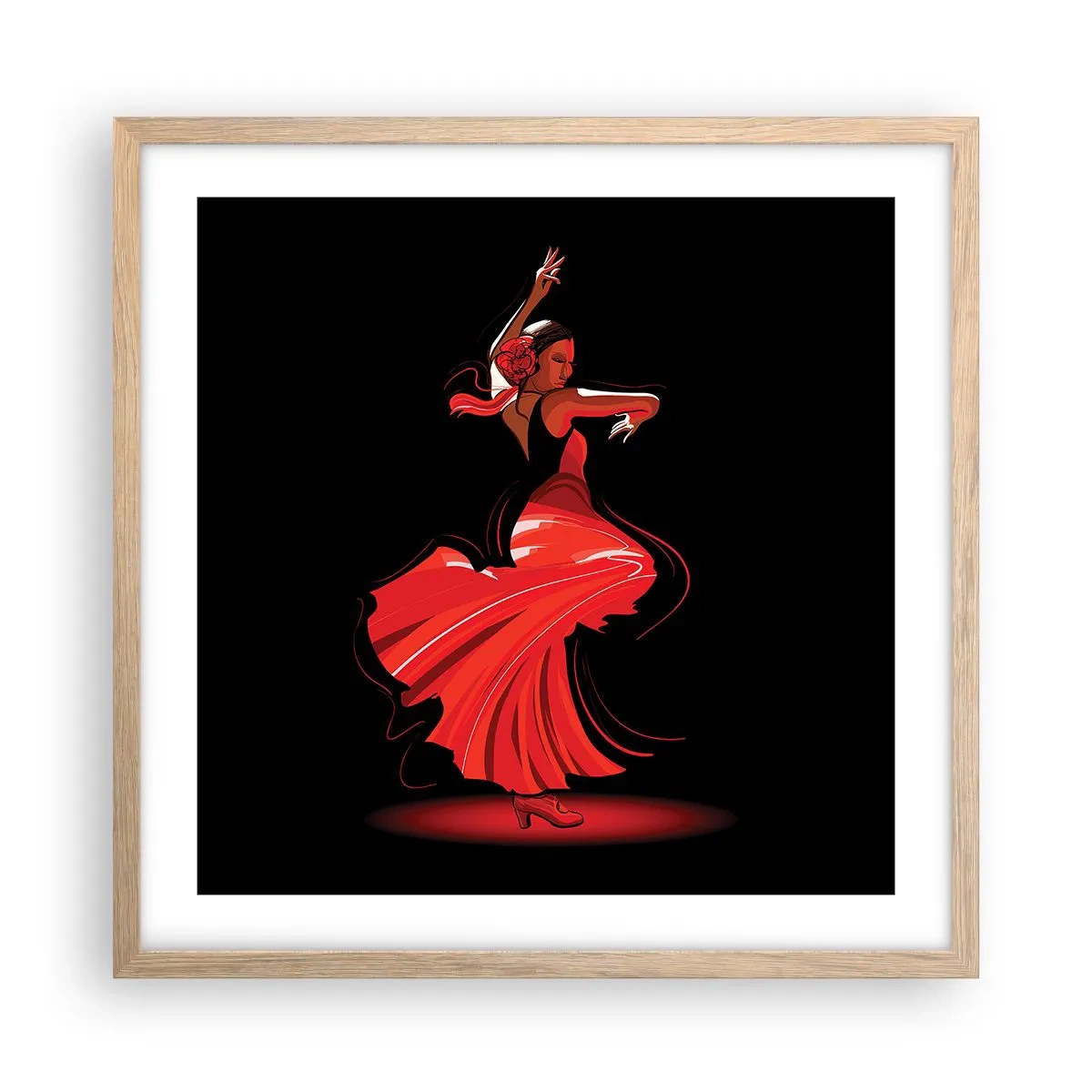 Plakat w ramie jasny dąb - Ognisty duch flamenco - 50x50 cm