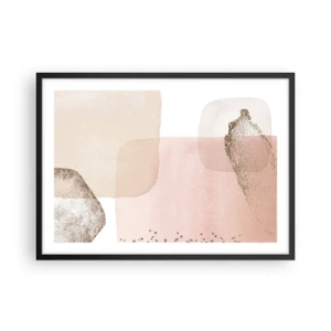 Plakat w czarnej ramie - Pastelowe plamy z elementami złota - 70x50cm - Spojrzenie przez kolor - Nowoczesna dekoracja ścienna do salonu i sypialni ARTTOR