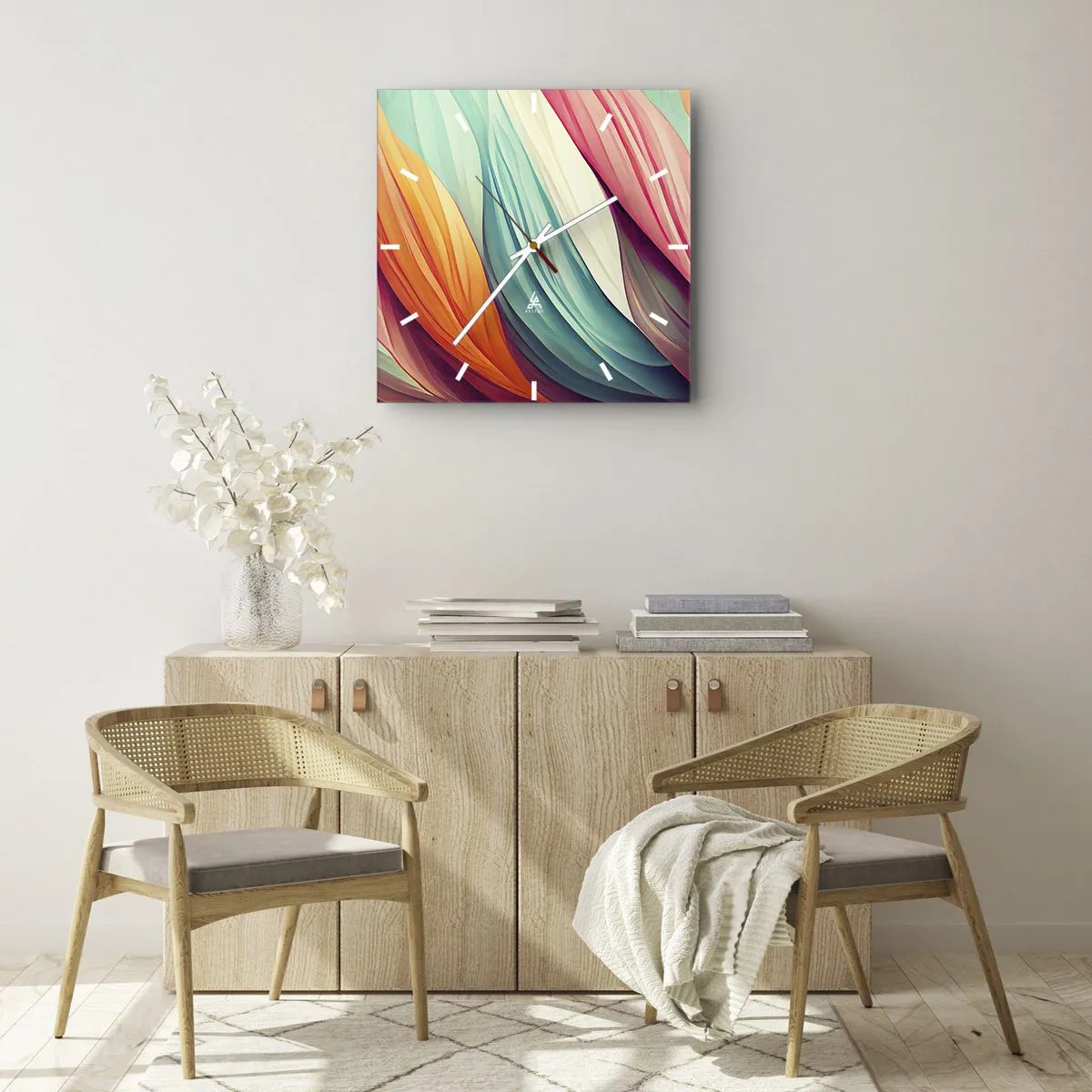 Zegar ścienny - Tęczowy splot - 30x30 cm