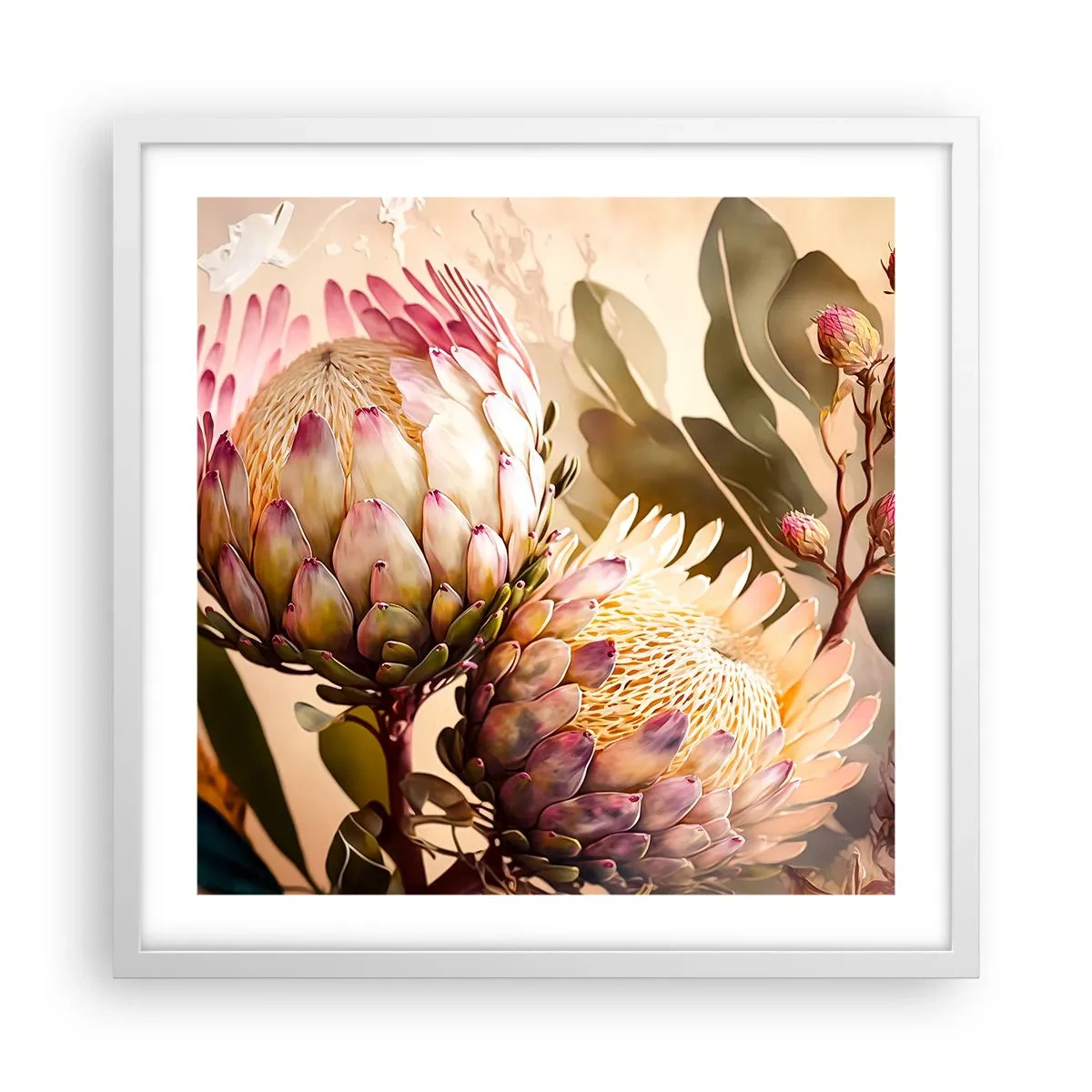 Plakat w białej ramie - Czule objęte - 50x50 cm