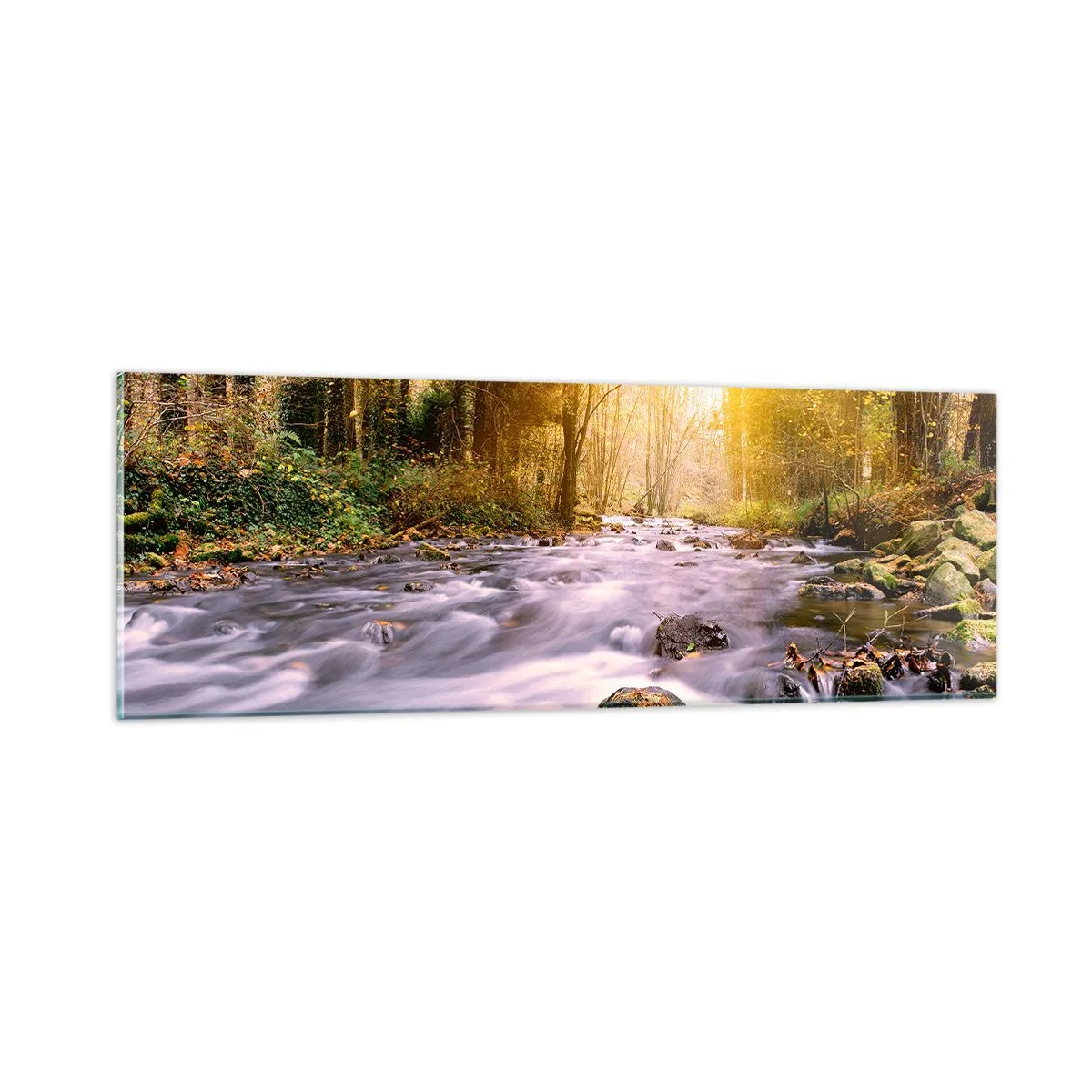 Obraz na szkle - Malachit w srebrno-złotej oprawie - 90x30 cm