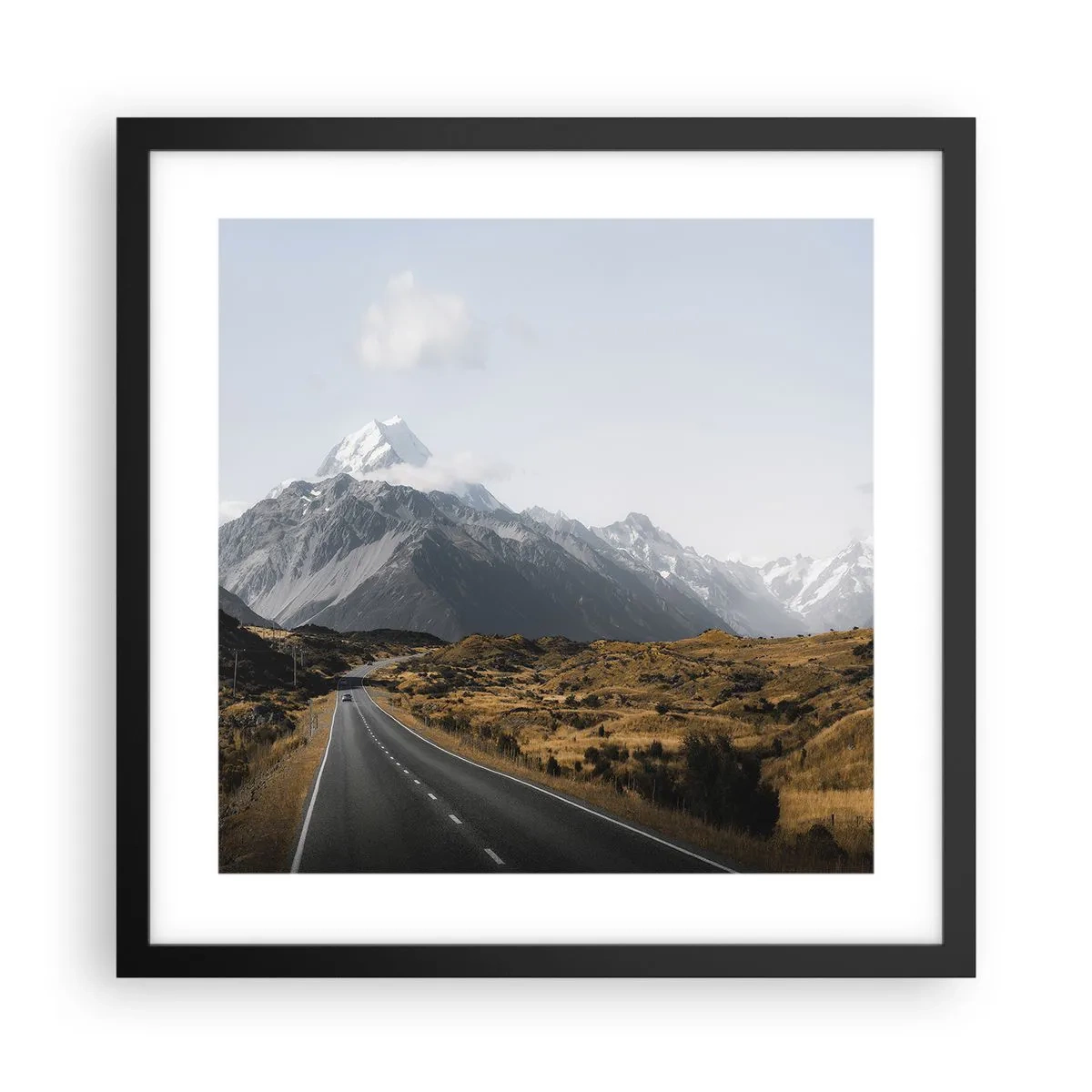Plakat w czarnej ramie - Droga do serca gór - 40x40 cm