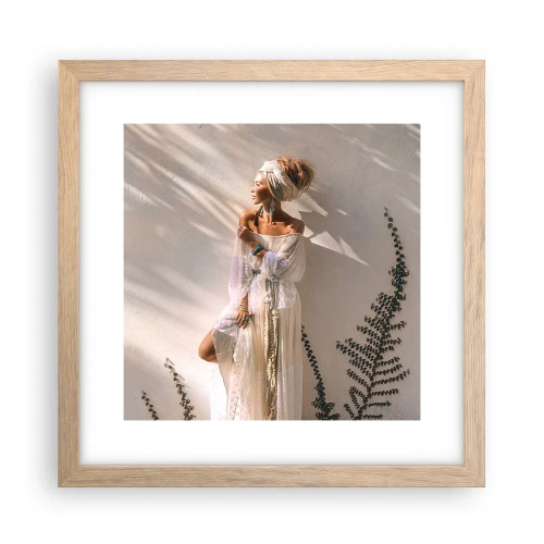 Plakat w ramie jasny dąb - Słońce i dziewczyna - 30x30 cm