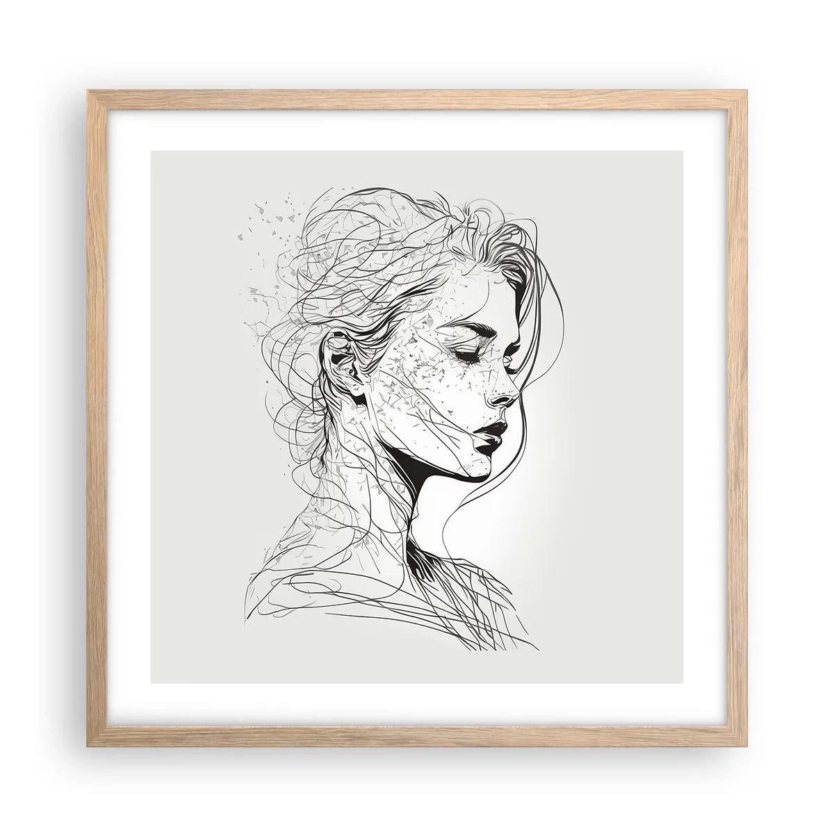 Plakat w ramie jasny dąb - Portret w zamyśleniu - 50x50 cm