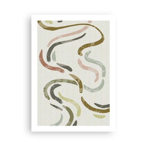 Plakat - Abstrakcyjne faliste linie w naturalnych odcieniach - 50x70cm - Radosny taniec abstrakcji - Nowoczesna dekoracja ścienna do salonu, kuchni i sypialni ARTTOR