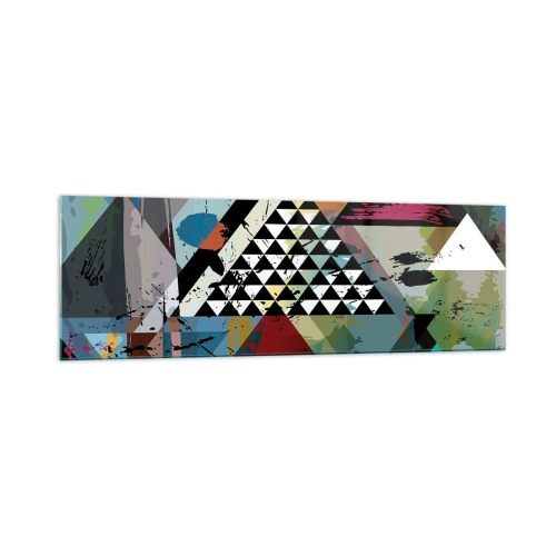 Obraz na szkle - Abstrakcyjna kompozycja geometrycznych kształtów i barw - 160x50cm - Jakie to proste - Nowoczesna dekoracja ścienna do salonu i sypialni ARTTOR