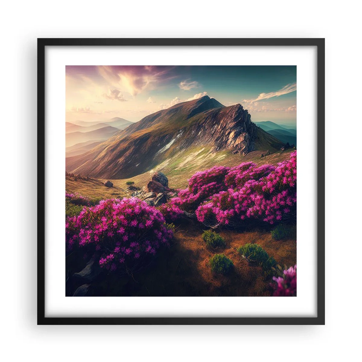 Plakat w czarnej ramie - Lato w górach - 50x50 cm