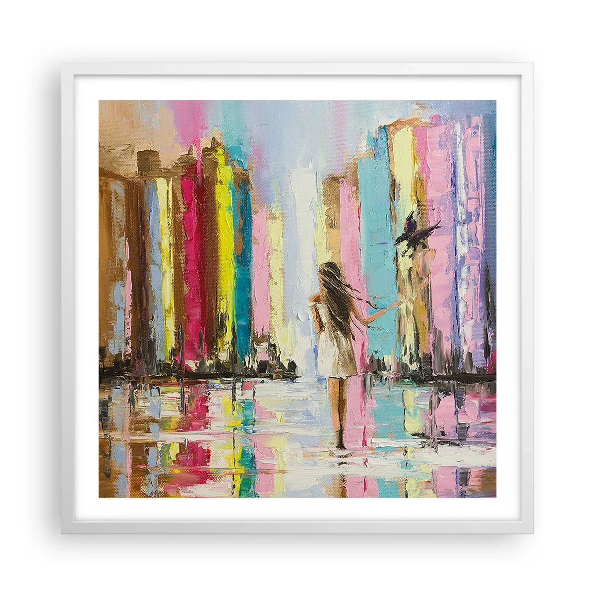 Plakat w białej ramie - Idż za mną - 60x60 cm