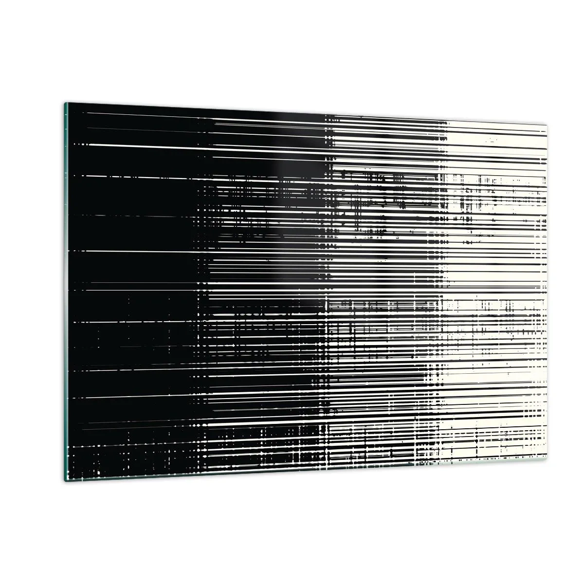 Obraz na szkle - Czarno-biała abstrakcja z poziomymi liniami tworzącymi gradient - 120x80cm - Fale i drgania - Nowoczesna dekoracja ścienna do salonu, kuchni i sypialni ARTTOR