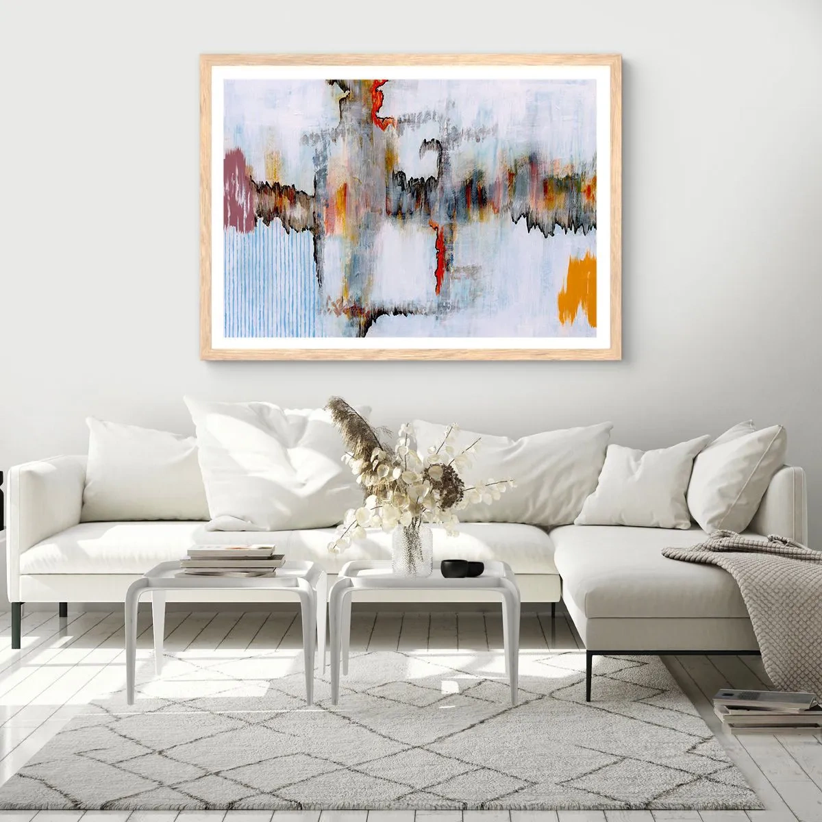 Plakat w ramie jasny dąb - Patykiem na wodzie - 91x61 cm
