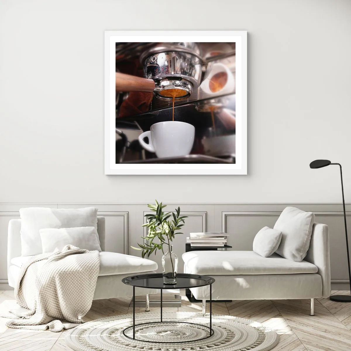 Plakat w białej ramie - Dobra chwila dnia - 30x30 cm