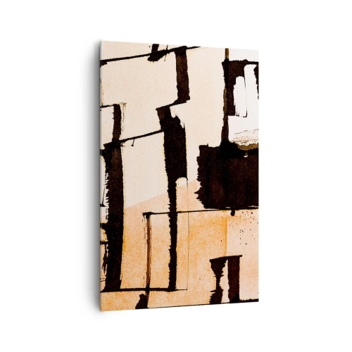 Obraz na płótnie - Geometryczne wzory w odcieniach brązu i beżu - 80x120cm - Jednak porządek - Nowoczesna dekoracja ścienna do salonu i sypialni ARTTOR