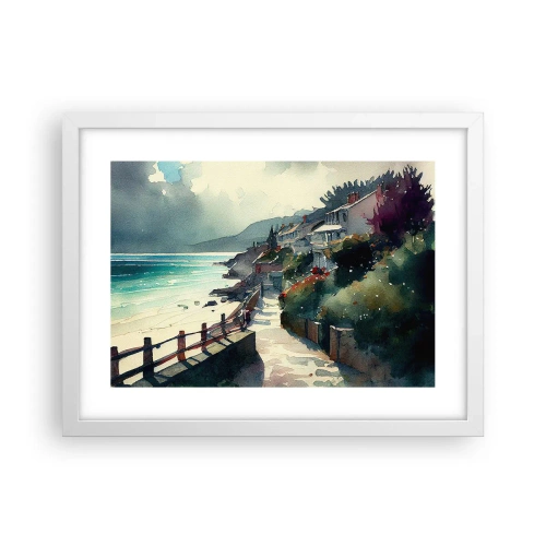 Plakat w białej ramie - Śródziemnomorskie miasteczko - 40x30 cm