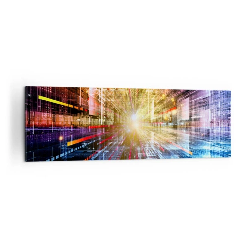 Obraz na płótnie - Dynamiczne światła w futurystycznym korytarzu - 160x50cm - Świetlny korytarz - Nowoczesna dekoracja ścienna do salonu i sypialni ARTTOR