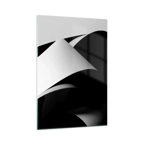 Obraz na szkle - Abstrakcyjne kształty w czerni i bieli z wyrazistymi kontrastami - 70x100cm - Płaszczyzny światła z głębi cienia - Nowoczesna dekoracja ścienna do salonu i sypialni ARTTOR