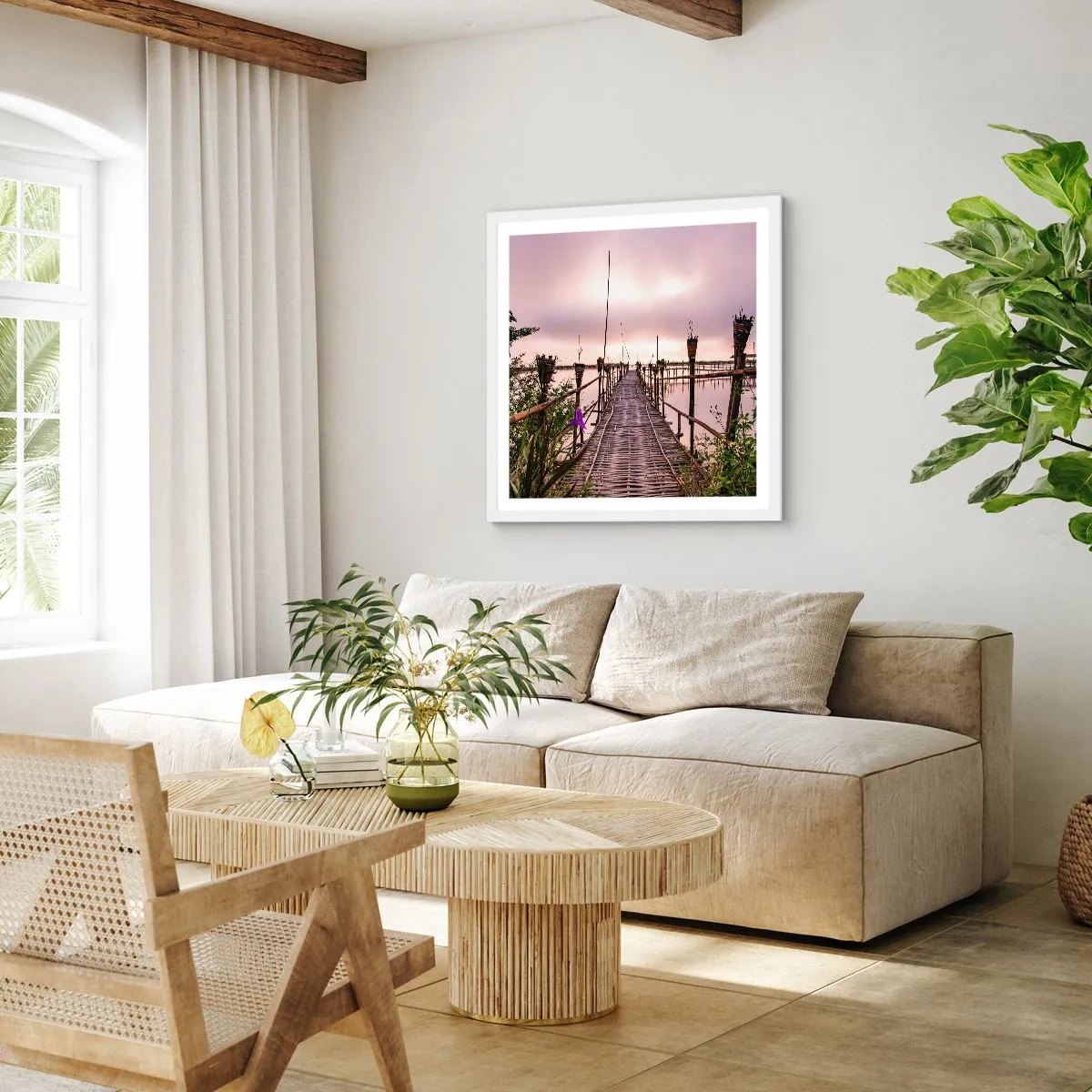 Plakat w białej ramie - Spokój i cisza Azji - 40x40 cm