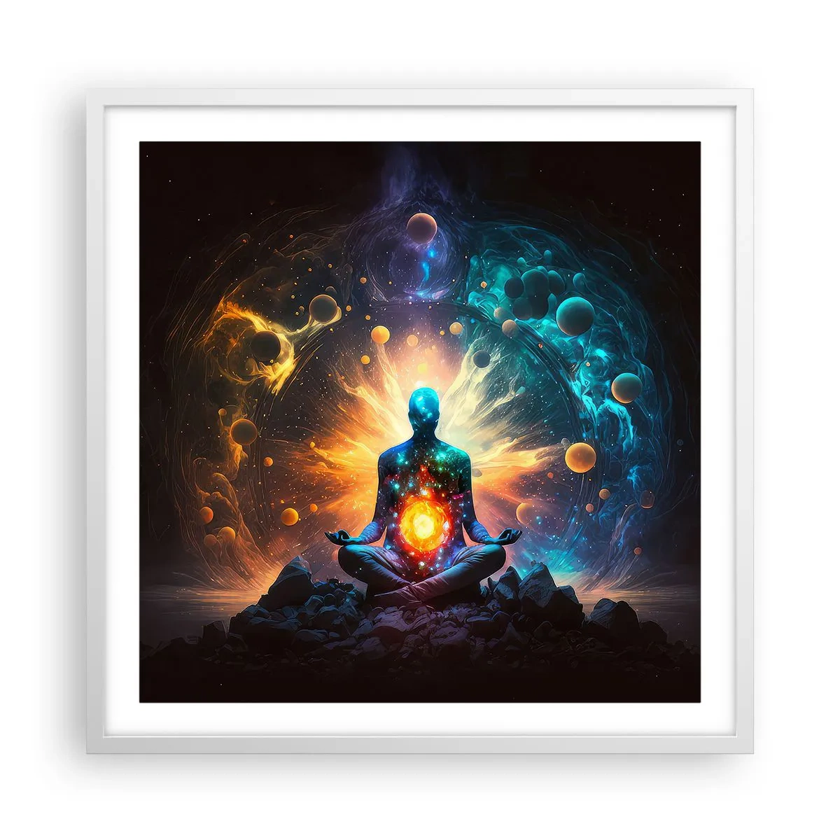 Plakat w białej ramie - Kosmiczny spokój - 60x60 cm