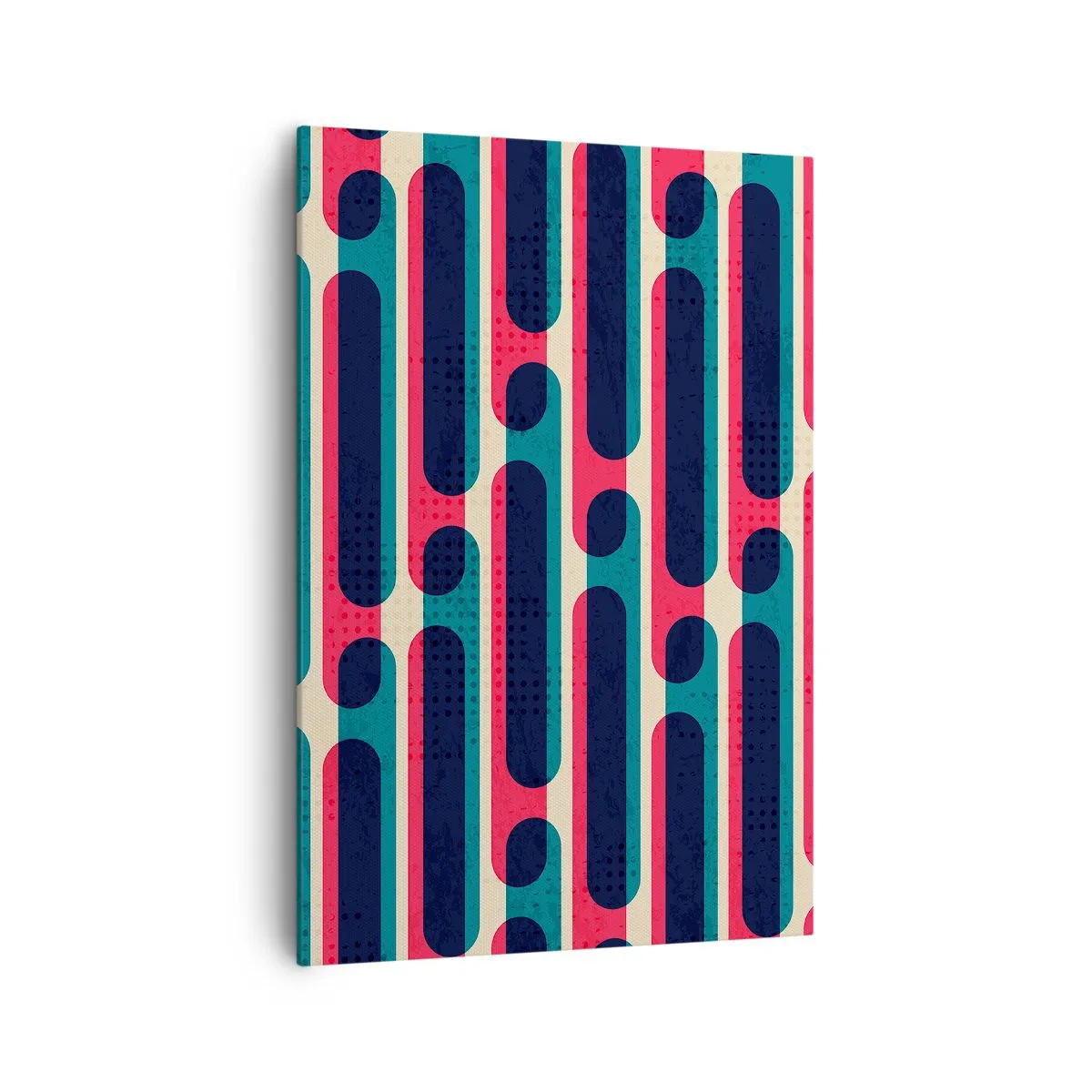 Obraz na płótnie - Geometryczny wzór w stylu retro z pastelowymi barwami - 70x100cm - W głąb i do przodu - Nowoczesna dekoracja ścienna do salonu i sypialni ARTTOR