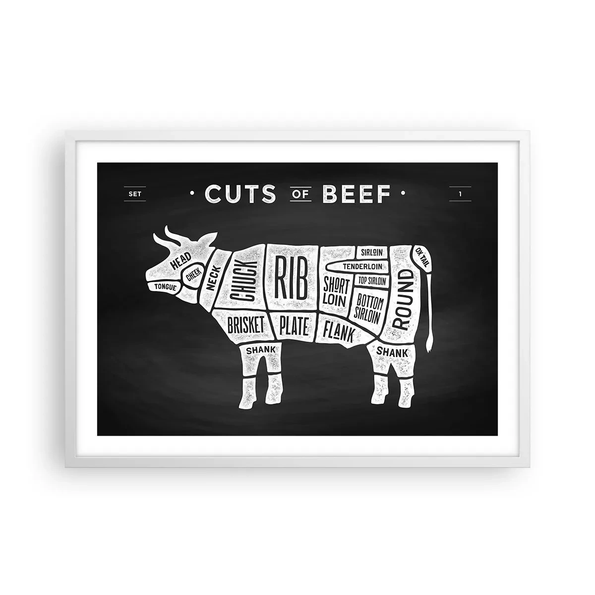 Plakat w białej ramie - Elementarz masarza - 70x50 cm