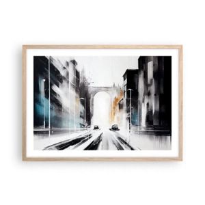 Plakat w ramie jasny dąb - Studium miasta: architektura i ruch - 70x50 cm