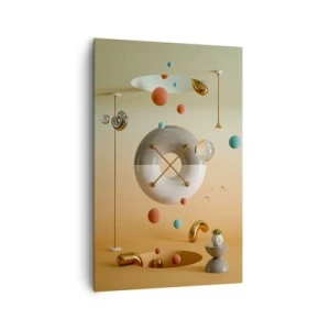 Obraz na płótnie - Geometryczne figury w pastelowych kolorach w surrealistycznym układzie - 80x120cm - Wszystko się zdarzyć może - Nowoczesna dekoracja ścienna do salonu i sypialni ARTTOR