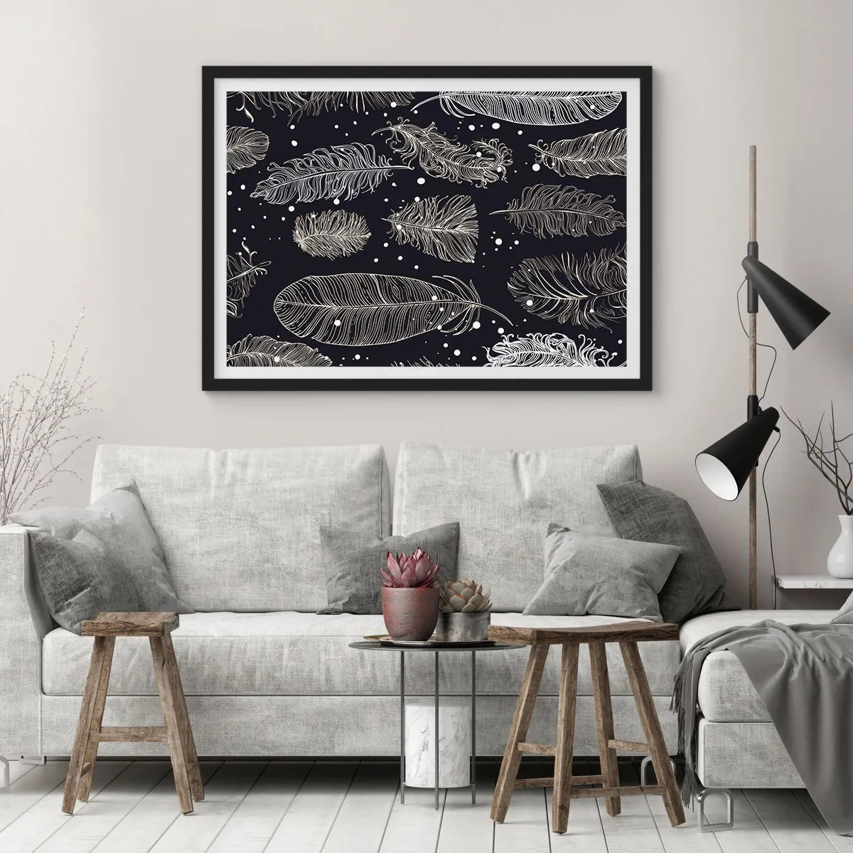 Plakat w czarnej ramie - Pierzasta koronka - 40x30 cm