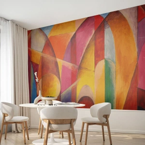 Fototapeta Premium Canvas - Abstrakcyjna kompozycja pełna kolorowych form geometrycznych - 100x70cm - Katedra słońca - Nowoczesna dekoracja ścienna do salonu i sypialni ARTTOR