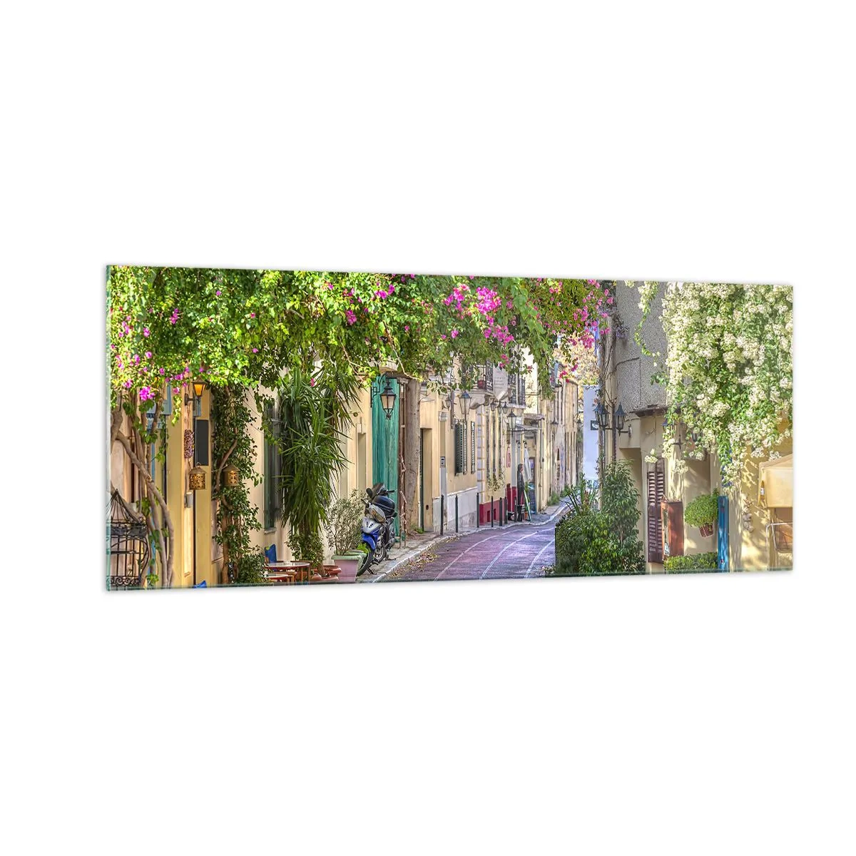 Obraz na szkle - Kwitnący zaułek - 100x40 cm