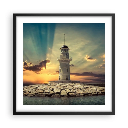 Plakat w czarnej ramie - Światło - Dobro - Piękno - 50x50 cm