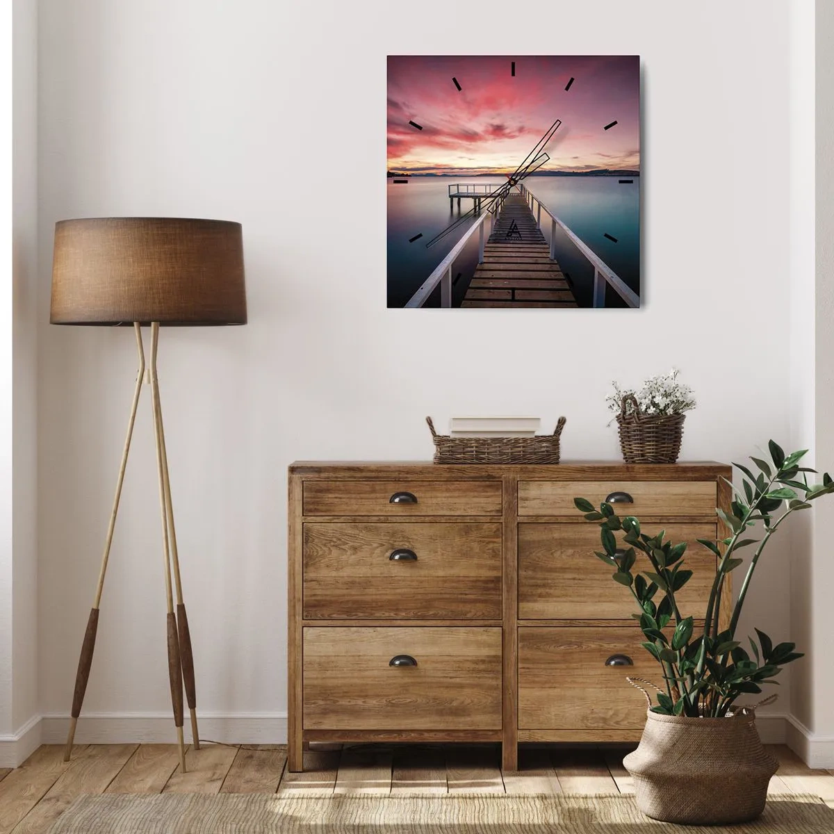 Zegar ścienny - Łagodny płomień wieczoru - 40x40 cm