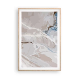 Plakat w ramie jasny dąb - Błękitne meandry pod bielą - 61x91 cm