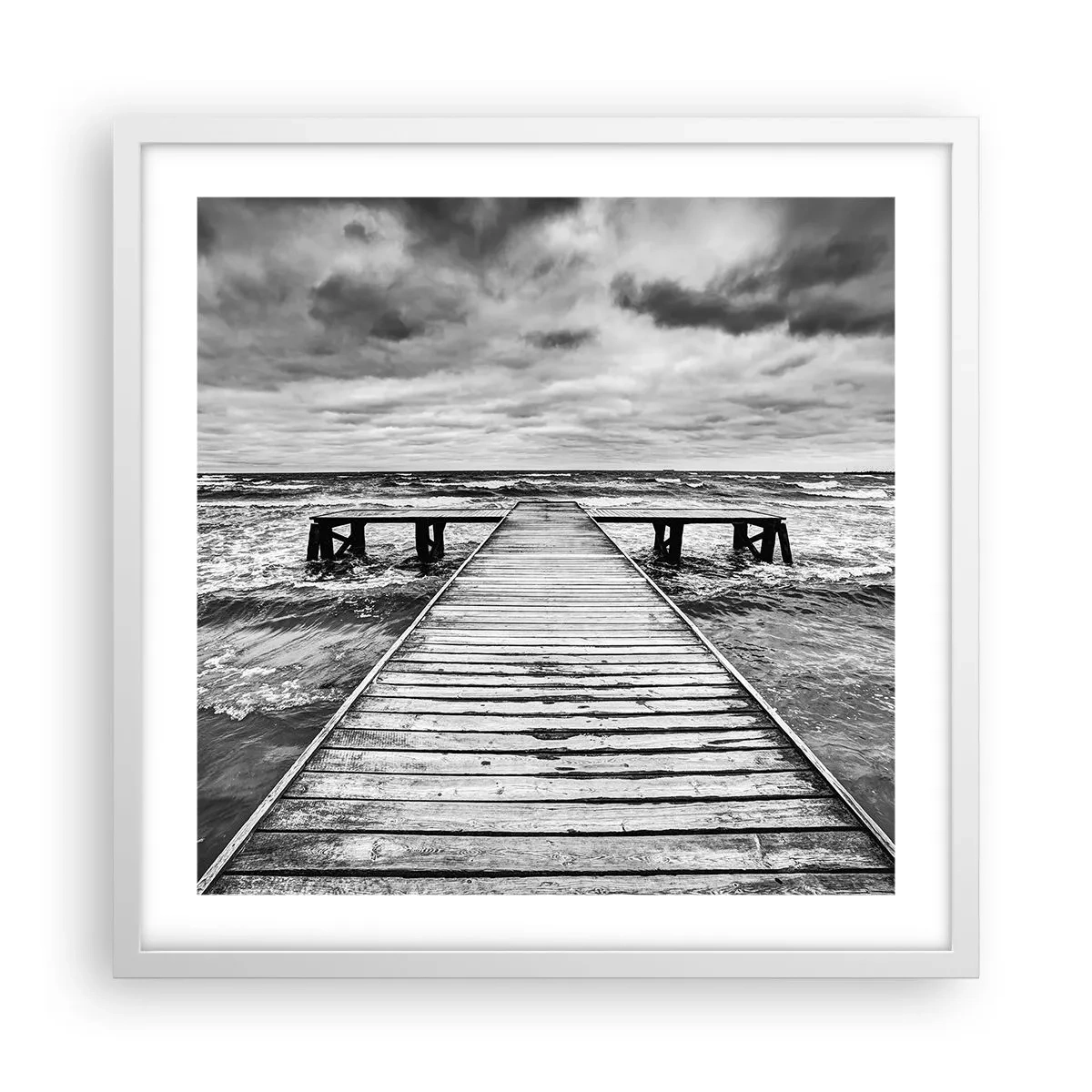 Plakat w białej ramie - Czekam na wiatr, co rozgoni… - 50x50 cm