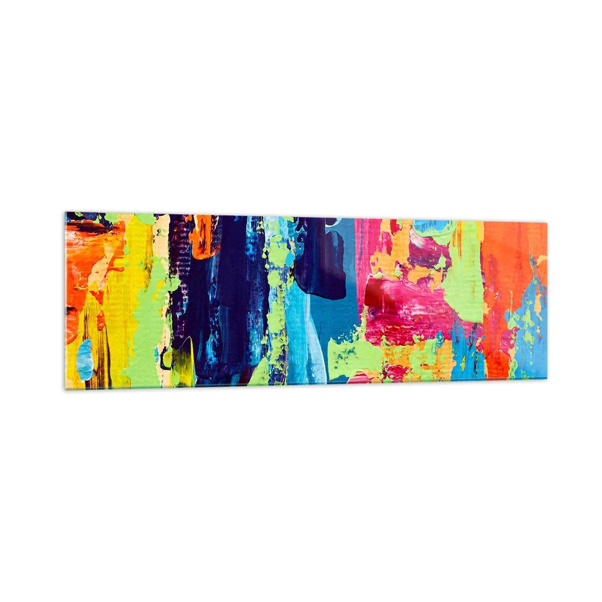 Obraz na szkle - Abstrakcyjna kompozycja kolorów w dynamicznej formie - 160x50cm - Życie jest piękne! - Nowoczesna dekoracja ścienna do salonu i sypialni ARTTOR