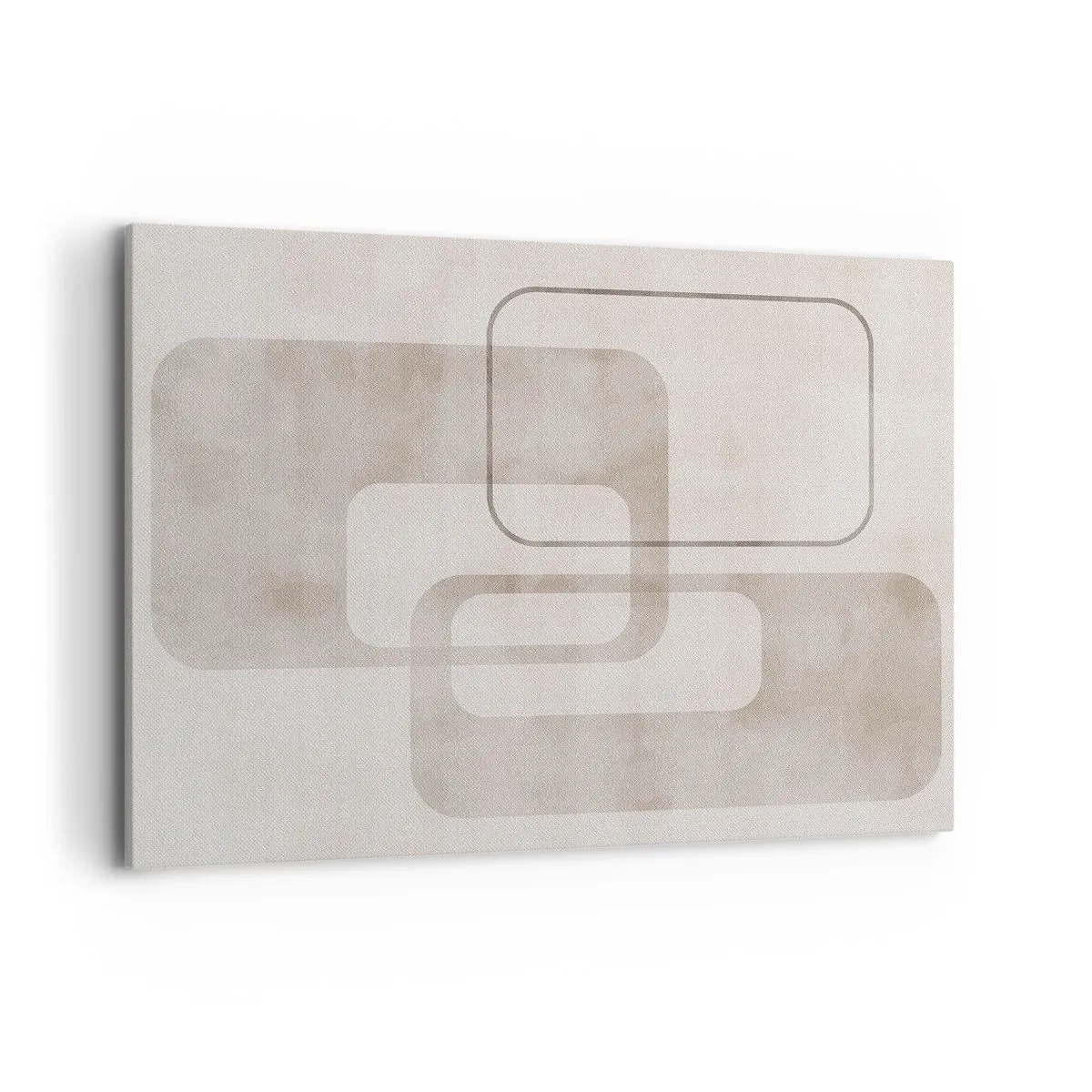 Obraz na płótnie - Minimalistyczna kompozycja z prostokątami w beżowych odcieniach na subtelnym tle - 100x70cm - Geometryczna fuga - Nowoczesna dekoracja ścienna do salonu, kuchni i sypialni ARTTOR