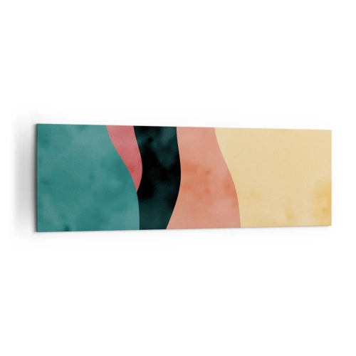 Obraz na płótnie - Abstrakcyjne fale w pastelowych barwach - 160x50cm - Zgodna niezgodność - Nowoczesna dekoracja ścienna do salonu i sypialni ARTTOR