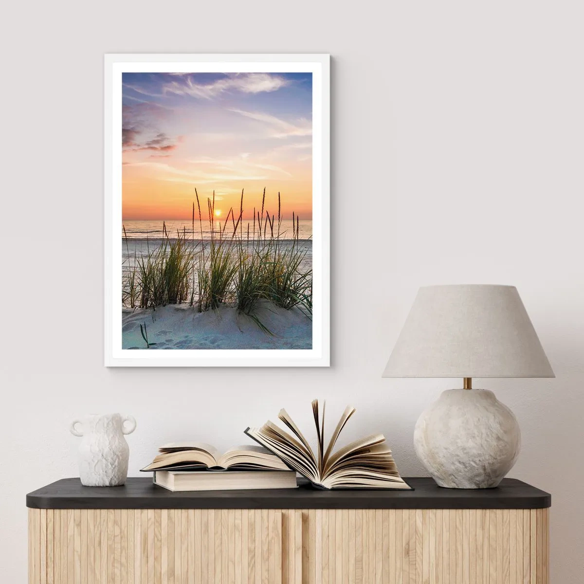 Plakat w białej ramie - Popatrz, pomyśl, poczuj - 50x70 cm