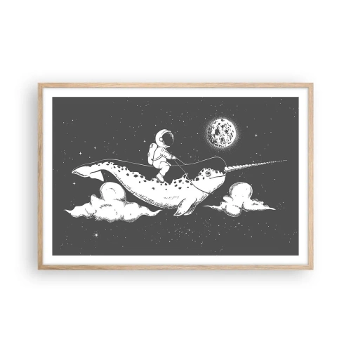 Plakat w ramie jasny dąb - Kosmiczny jeździec - 91x61 cm